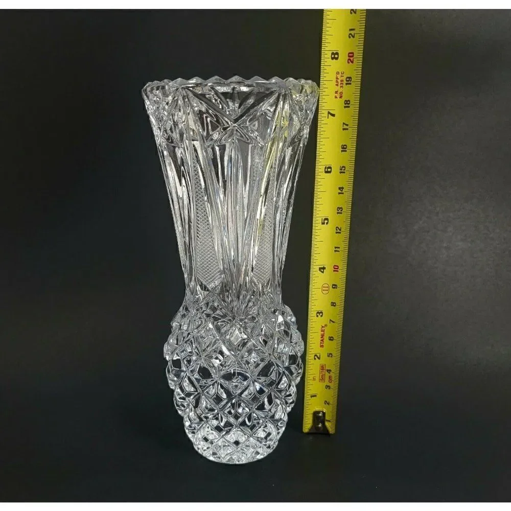 Italian Genuine Lead Crystal Diamond Pattern Vase 7.5